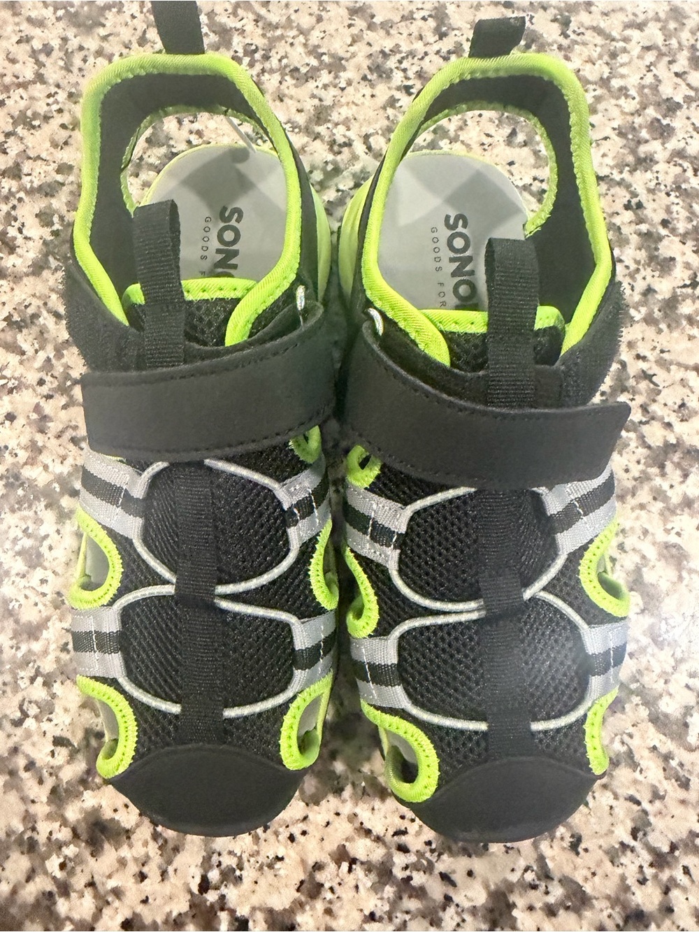 SONOMA Black and Lime Green Kids Closed-Toe Active Sandals